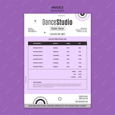 Dance Invoice Template